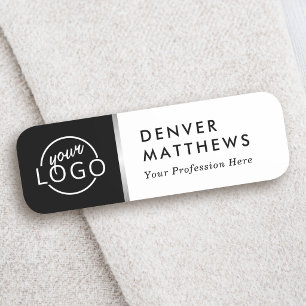 Logo name title classy black white gray border tag