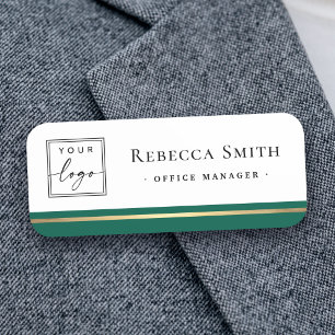 Logo name title forest green border white modern tag