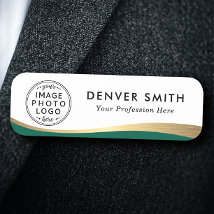 Logo name title forest green faux golden gradient tag