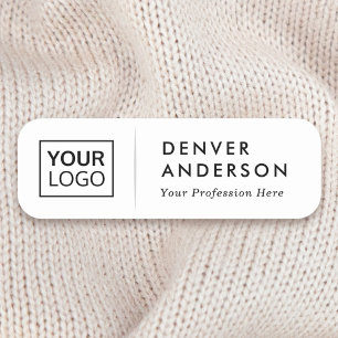 Logo name title light gray divider white name tag