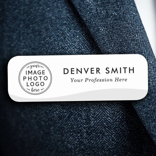 Logo name title light gray wave white modern name tag