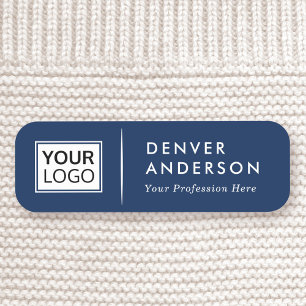 Logo name title white divider dark blue tag
