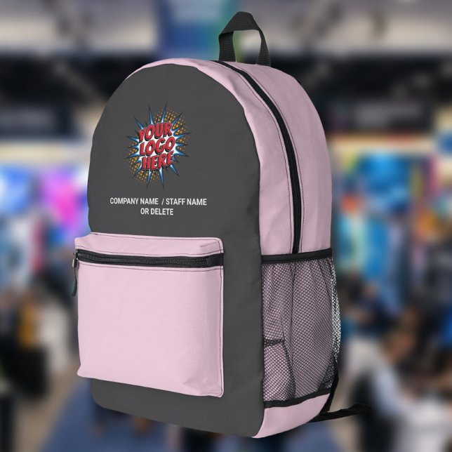 Logo & Name Upload Gray / Light Pink Printed Backpack (Creator Uploaded)