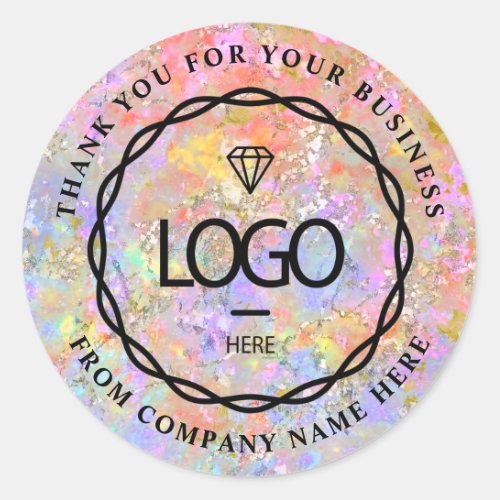  Logo Name Web Thank Business Holograph Abstract Classic Round Sticker