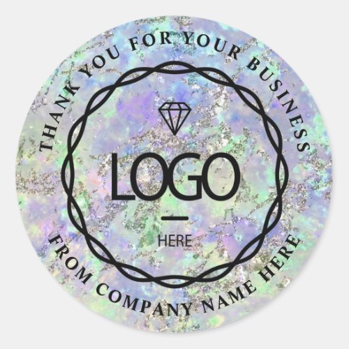  Logo Name Web Thank Business Holograph Blue Classic Round Sticker