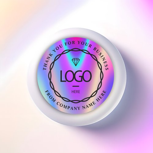  Logo Name Web Thank Business Holographic  Classic Round Sticker