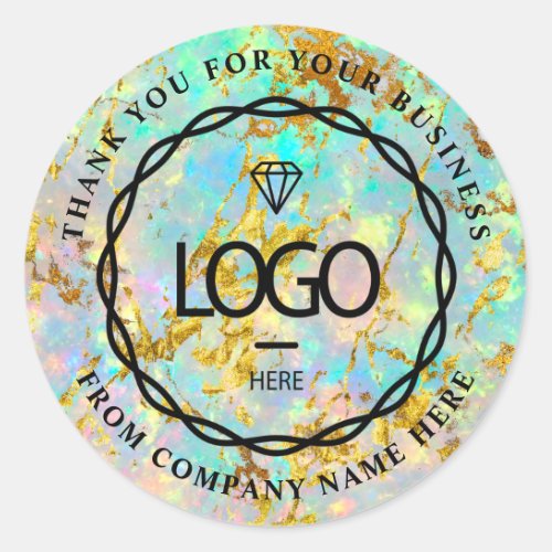  Logo Name Web Thank Business Name Holograph Gold Classic Round Sticker