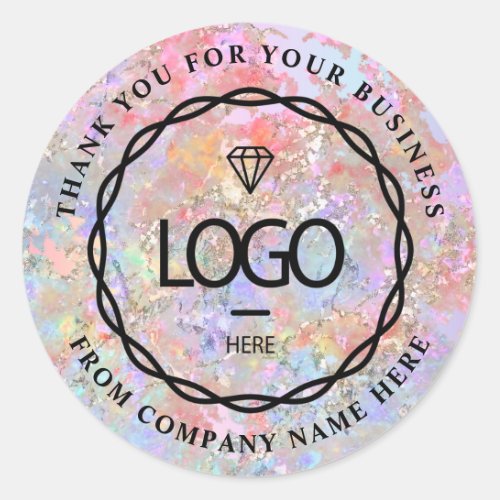  Logo Name Web Thank Business Name Holograph Pink Classic Round Sticker