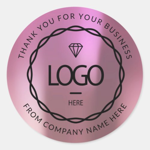 Logo Name Web Thank Pink Berry Classic Round Sticker