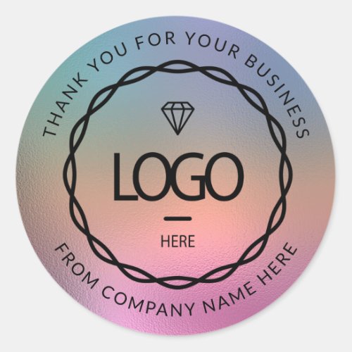 Logo Name Web Thank Pink Ombre Glass Classic Round Sticker