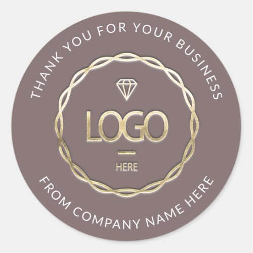  Logo Name Web Thank You  Business Gold Beige Rose Classic Round Sticker