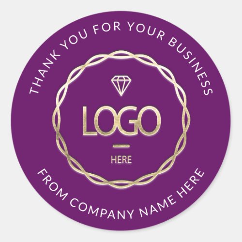 Logo Name Web Thank You  Business Gold Berry  Classic Round Sticker