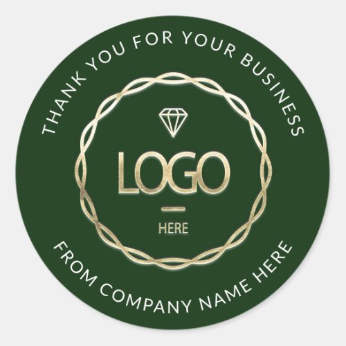  Logo Name Web Thank You  Business Gold Green Moss Classic Round Sticker