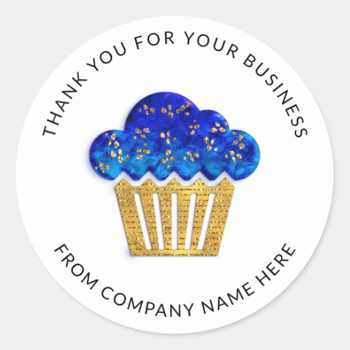  Logo Name Web Thank You Cake Bakery Gold Blue Classic Round Sticker