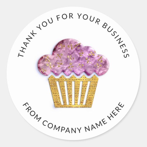  Logo Name Web Thank You Cake Bakery Gold Pink Classic Round Sticker