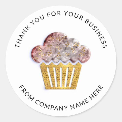  Logo Name Web Thank You Cake Bakery Gold Rose Classic Round Sticker