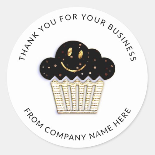  Logo Name Web Thank You Cake Bakery Golden Smile Classic Round Sticker