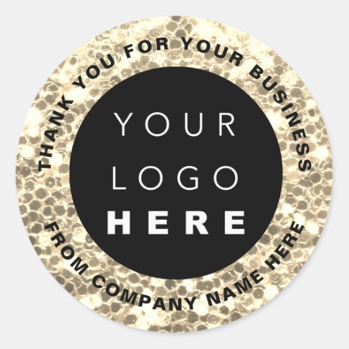 Logo Name Web Thank You Faux Gold  Shop Glitter  Classic Round Sticker