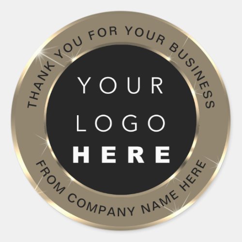 Logo Name Web Thank You Gold Black Sepia Classic Round Sticker