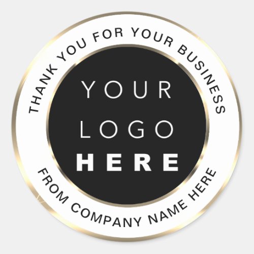 Logo Name Web Thank You Gold Black White Classic Round Sticker