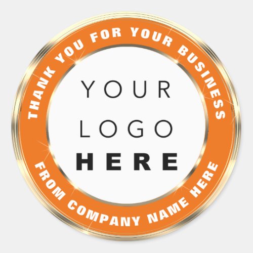 Logo Name Web Thank You Gold Coral Orange White  Classic Round Sticker