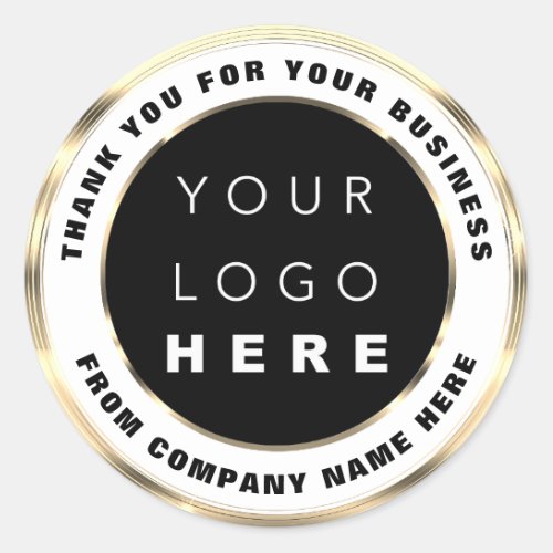 Logo Name Web Thank You Gold Faux Black White Classic Round Sticker