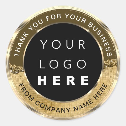 Logo Name Web Thank You Gold Faux Sepia Classic Round Sticker