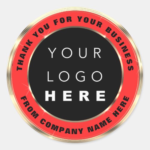 Logo Name Web Thank You Gold Frame Red  Classic Round Sticker