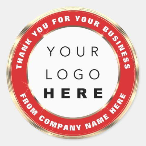 Logo Name Web Thank You Gold Frame Red White Classic Round Sticker