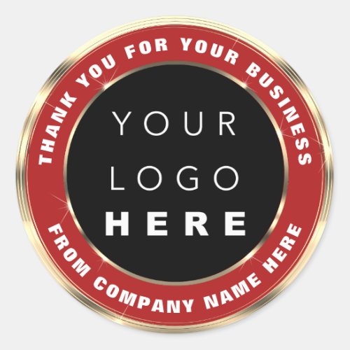 Logo Name Web Thank You Gold Frame Red Wine Classic Round Sticker