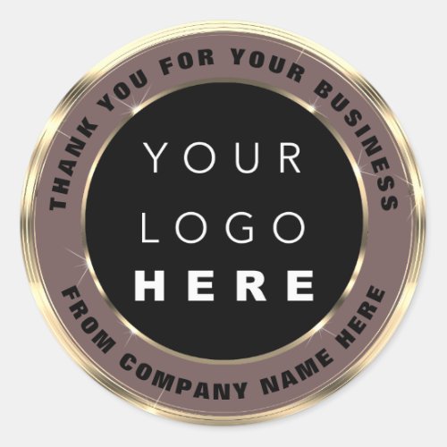 Logo Name Web Thank You Gold Frame Rose Shop Classic Round Sticker