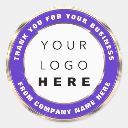 Logo Name Web Thank You Gold Frame White Pink Clas Classic Round Sticker