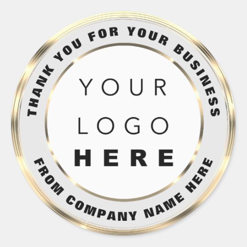 Logo Name Web Thank You Gold Gray Classic Round Sticker