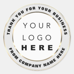 Logo Name Web Thank You Gold Gray Classic Round Sticker