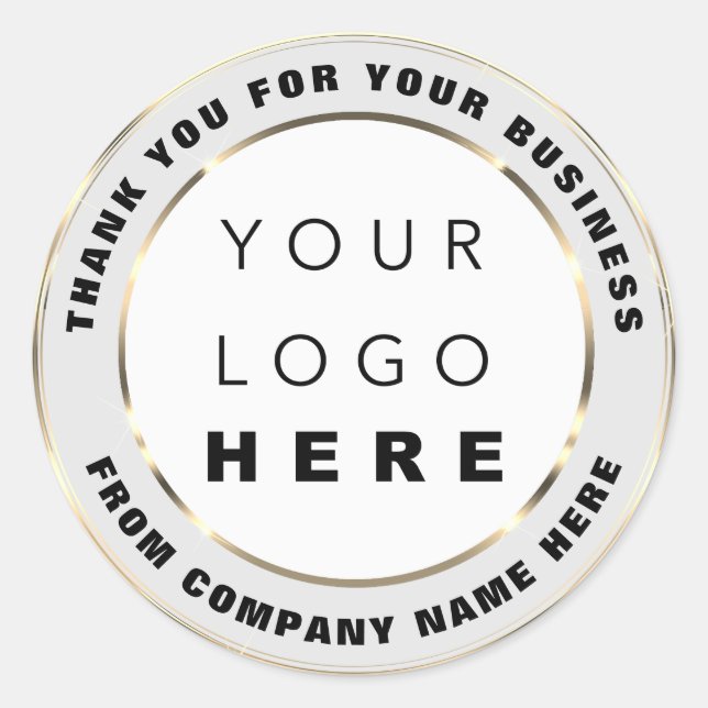 Logo Name Web Thank You Gold Gray Classic Round Sticker (Front)
