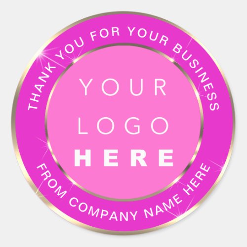 Logo Name Web Thank You Gold Pink Beauty  Classic Round Sticker