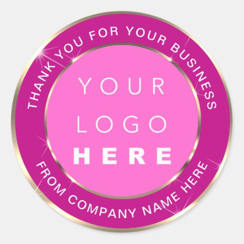 Logo Name Web Thank You Gold Pink Berry Classic Round Sticker