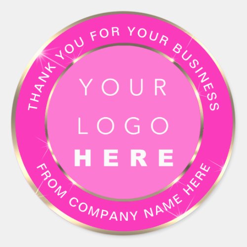 Logo Name Web Thank You Gold Pink Fuchsia Classic Round Sticker