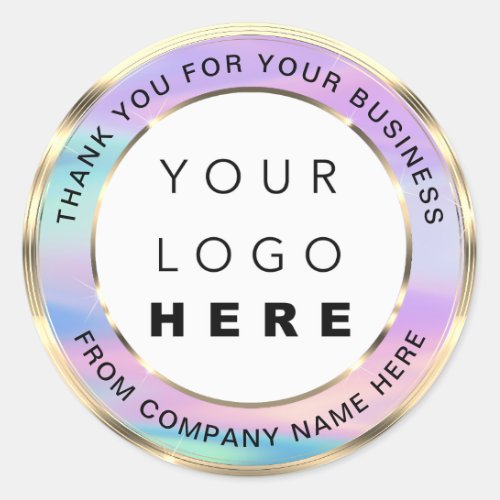 Logo Name Web Thank You Gold Pink Holohraph Classic Round Sticker