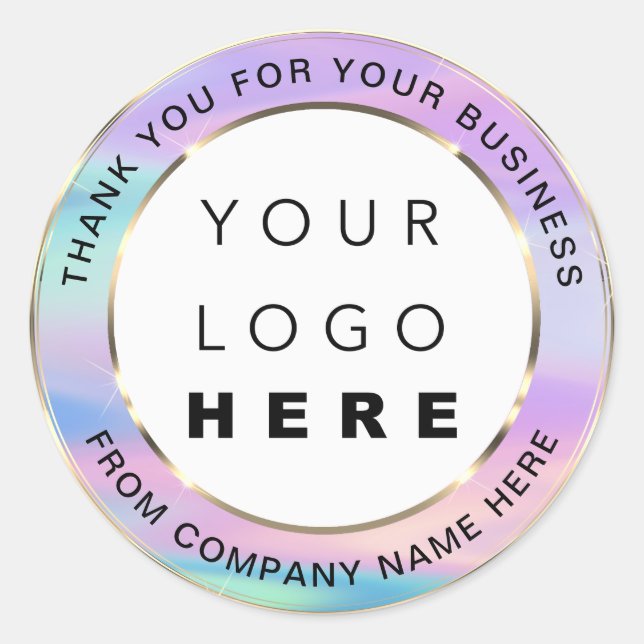 Logo Name Web Thank You Gold Pink Holohraph Classic Round Sticker (Front)