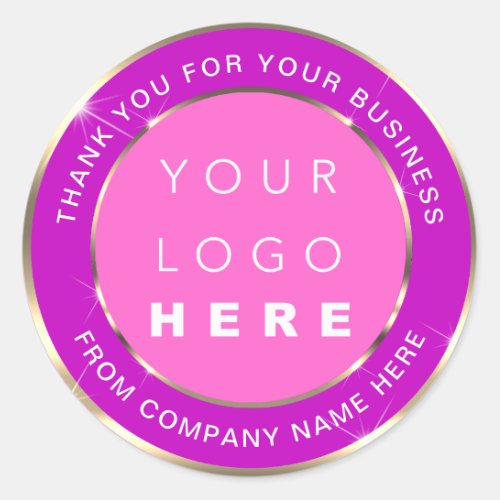 Logo Name Web Thank You Gold Pink Magenta Classic Round Sticker