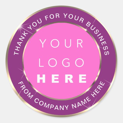 Logo Name Web Thank You Gold Pink Purple Classic Round Sticker