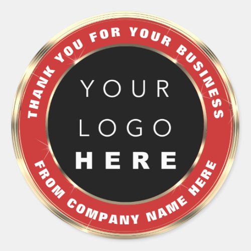 Logo Name Web Thank You Gold Red Online Shop Classic Round Sticker