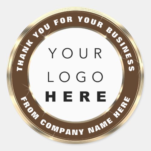 Logo Name Web Thank You Gold Rose White Brown Classic Round Sticker