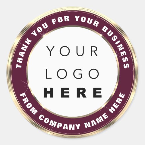 Logo Name Web Thank You Gold Rose White Burgundy Classic Round Sticker