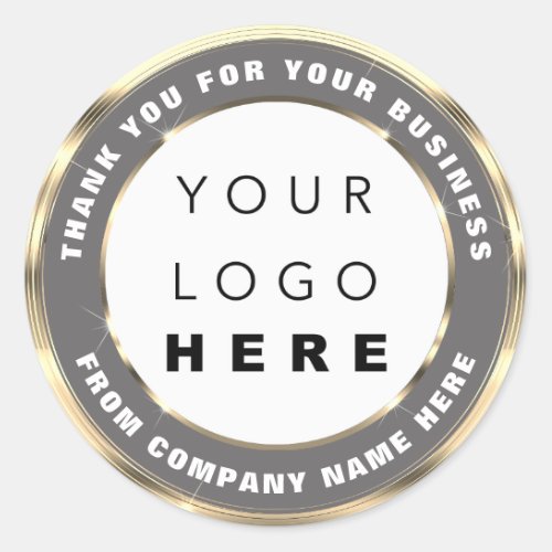Logo Name Web Thank You Gold Rose White Gray Classic Round Sticker