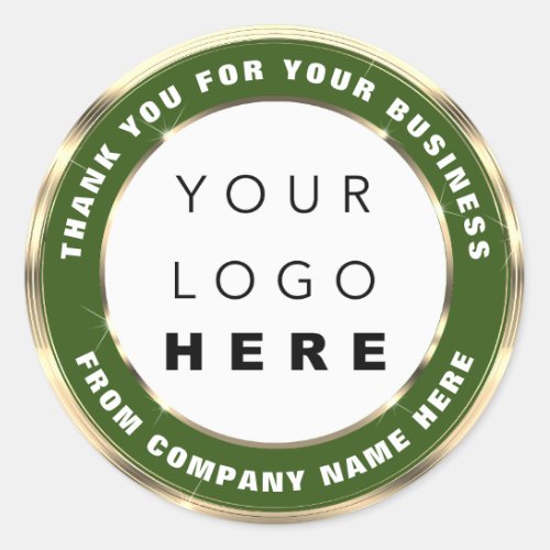 Logo Name Web Thank You Gold Rose White Green Classic Round Sticker