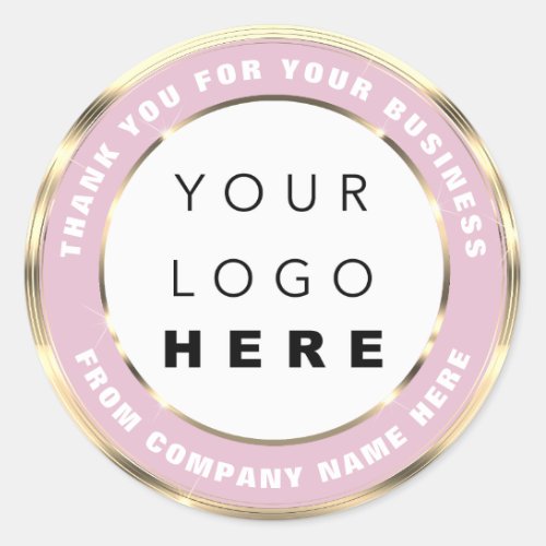 Logo Name Web Thank You Gold Rose White Pink  Classic Round Sticker