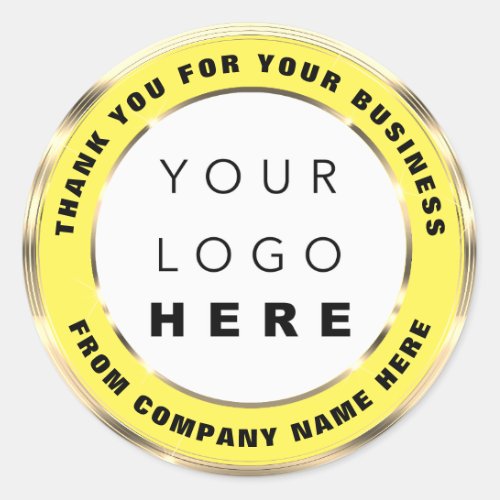 Logo Name Web Thank You Gold Rose White Yellow  Classic Round Sticker