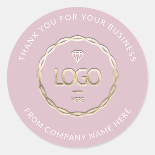  Logo Name Web Thank You Name Blush Rose Gold Pink Classic Round Sticker